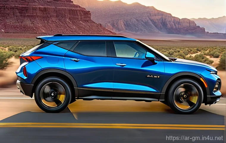 지엠 쉐보레 블레이저와 쉐보레 이쿼녹스 비교 - **Chevrolet Blazer: Bold Sportiness on an Open Road**
Generate an image of a striking Chevrolet ...