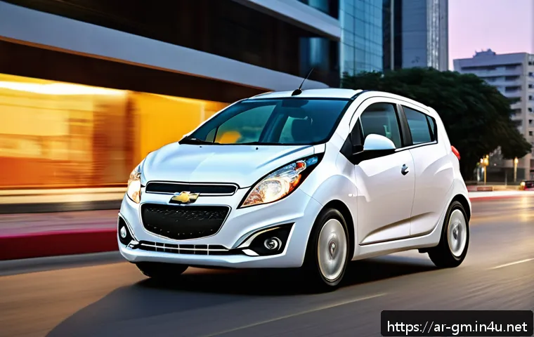 지엠 쉐보레 스파크 소형차 시장 점유율 - A sleek, modern Chevrolet Spark compact city car navigating through a bustling Middle Eastern urban ...